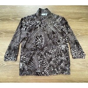 Zenergy Jacket Chicos Size 0 Full Zip Women’s Lightweight Brown Cream Floral